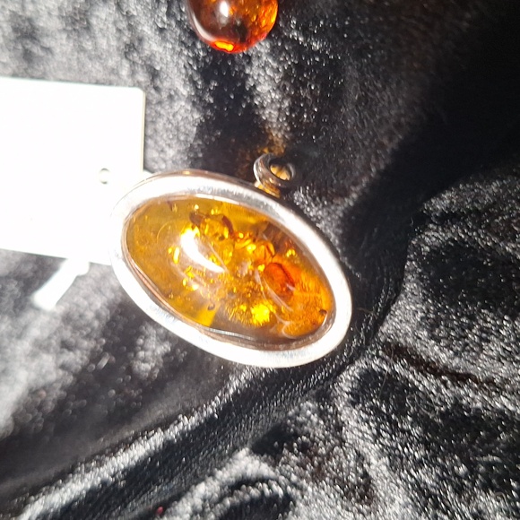 Midwest Amber Silver Ring and Earrings Set. - Picture 2 of 4